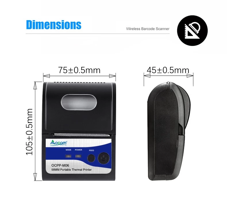 Imprimante thermique pour reçus, format Mini, réception Bluetooth 4.0,  portable, 58 mm, sans fil, pour Android et iOS (noir)