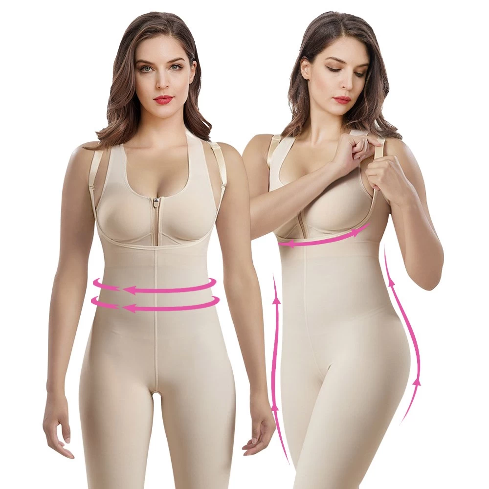 S-SHAPER Fajas Colombian Post Surgery Bodysuit With Ankle Length Support Fat Transfer Surgical Shapewear