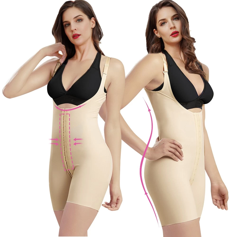 S-SHAPER Fajas Colombian Post surgery Girdle Mid Thigh Length Support Fat Transfer Surgical Shapewear