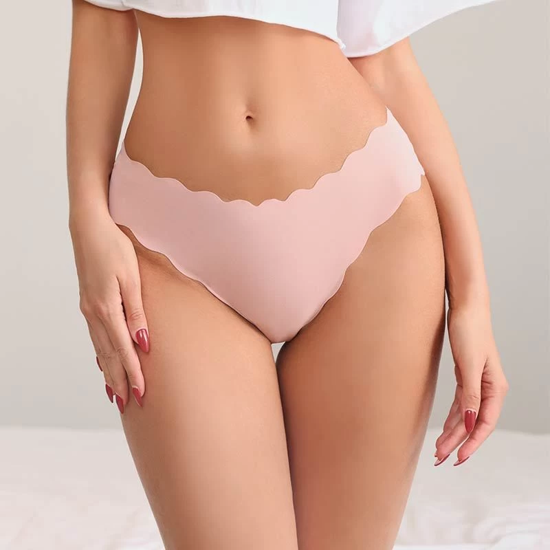 S-SHAPER Seamless Ice Silk Underwears Middle Waisted Wavy Shape Breathable Panties Factory