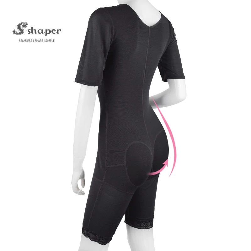 S-SHAPER Fajas Colombian Post Surgery Shapewear Compression Bodysuit With Sleeves Support Fat Transfer Surgical Shapewear