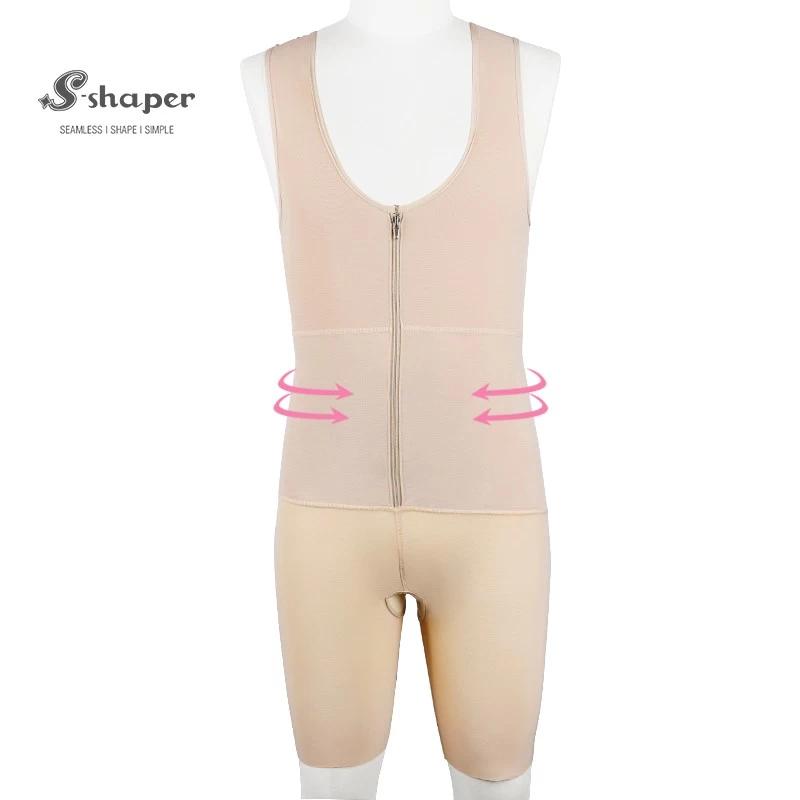 S-SHAPER Fajas Colombian Post Surgery Shapewear Men’s Compression Bodysuit With Zip Support Fat Transfer Surgical Shapewear