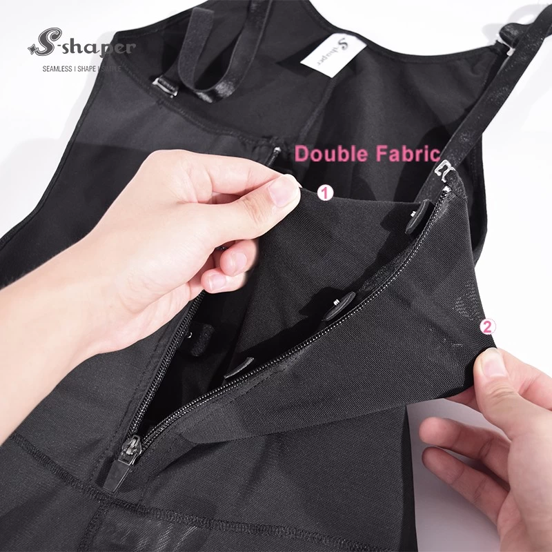 S-SHAPER Fajas Colombian Post Surgery Shapewear Supplier Open Crotch With Frontal Zipper Support Fat Transfer Surgical Shapewear