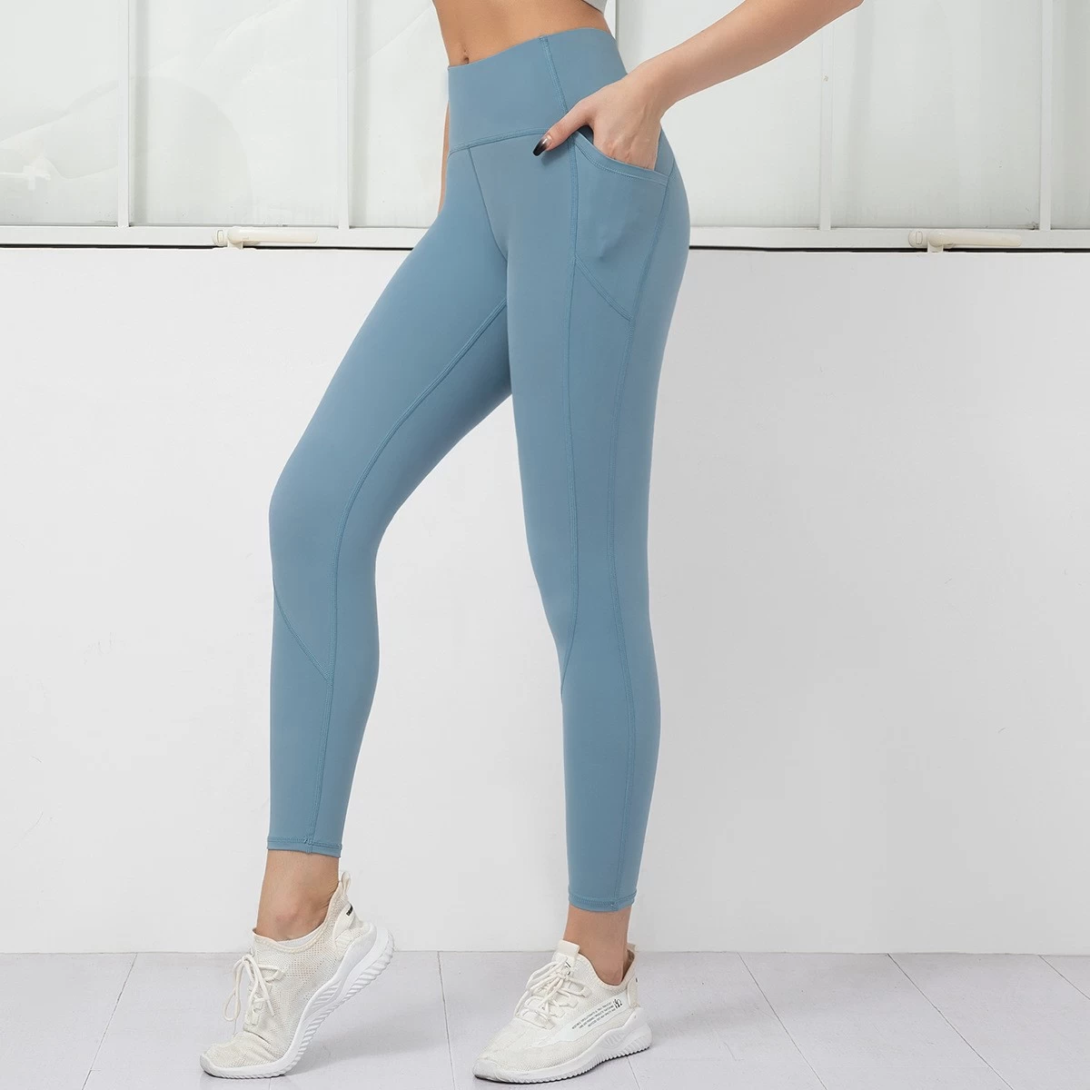 S-SHAPER Seamless Yoga Pants for Women Running Workout Nudity Fitness Leggings Side Pockets High Waist Butt Lifting Sport Legging