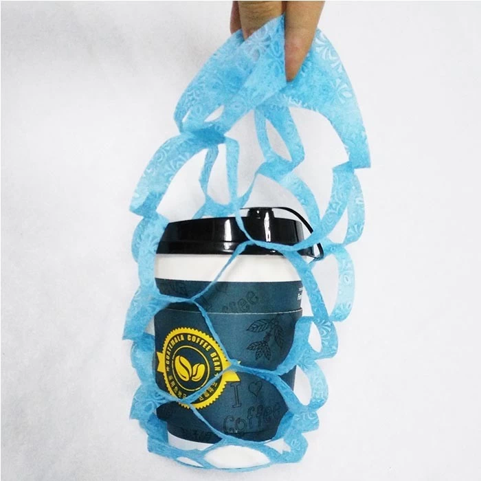 Cina Fornitore di portabicchieri usa e getta in tessuto fustellato Borsa da trasporto in tessuto non tessuto da asporto per tè al latte per caffè produttore