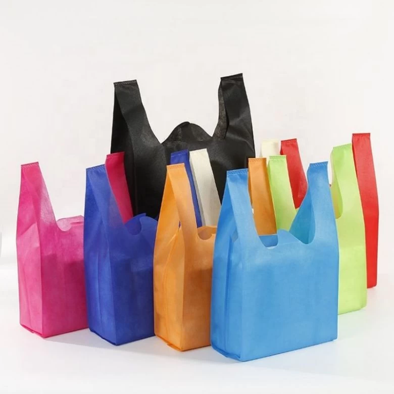 China China Non Woven Vest Bag Factory Premium Convenient Brand Supermarket Shopping Nonwoven Vest Bag manufacturer