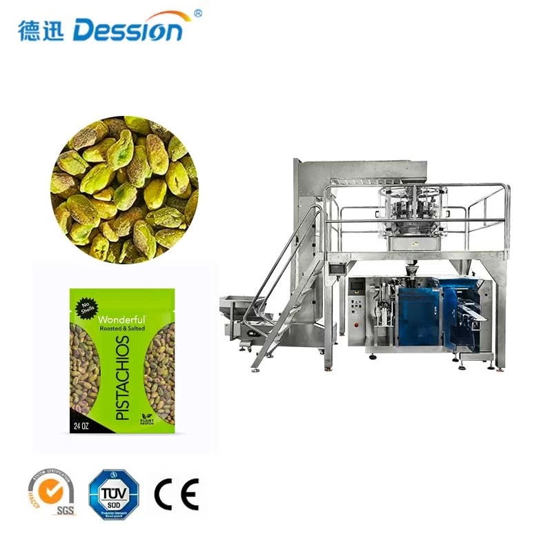 China Automatische vorgefertigte Doypack-Druckverschlussbeutel-Verpackungsmaschine ohne Schalen und Pistazien Hersteller