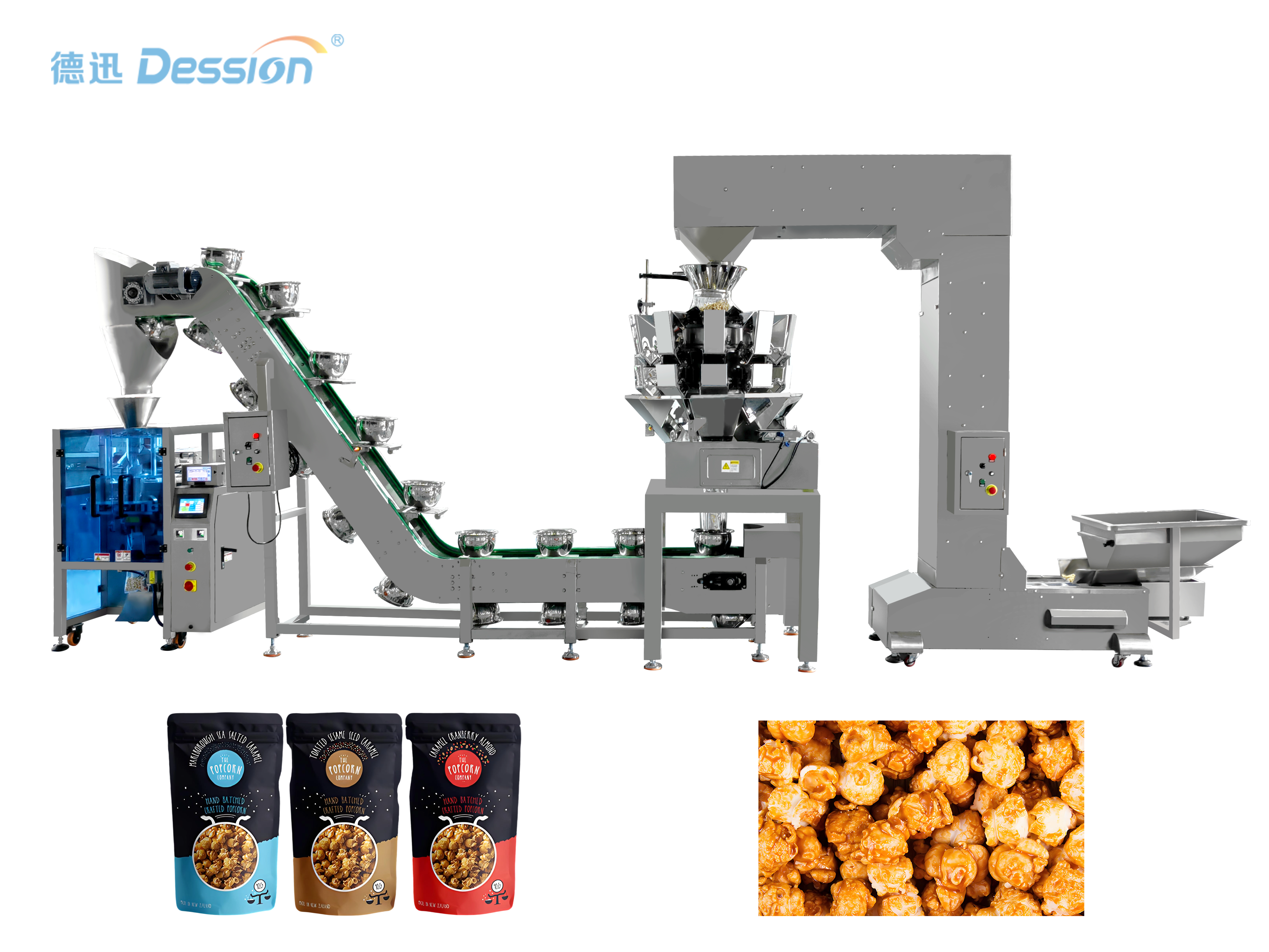 China Commerciële volledig automatische verticale popcorn verpakkingsmachine fabrikant