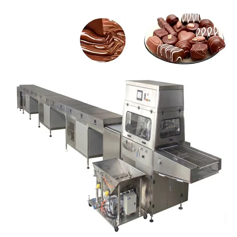 China chocolate enrobing production line chocolate candy cooling tunnel small chocolate enrobing machine manufacturer