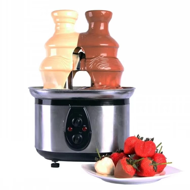 China 2 Layers Stainless Steel Double Tower Large Chocolate Waterfall Fountain Commercial Chocolate Fountain Snack Machine manufacturer
