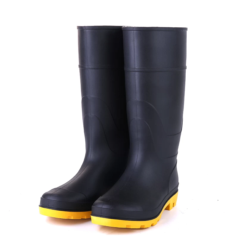 802BY أحذية المطر البلاستيكية غير الآمنة السوداء الرخيصة للرجال