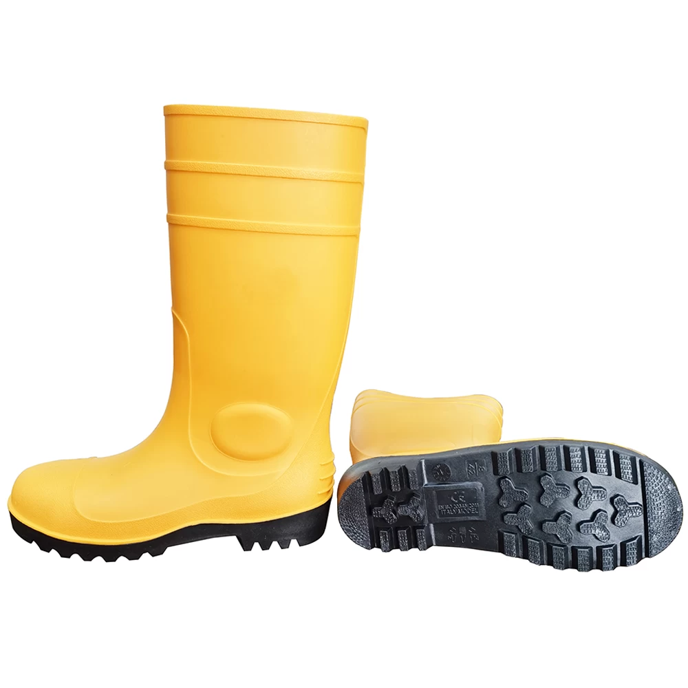 106-5 CE Verified Anti Slip Waterproof PVC Safety Rain Boots Steel Toe Steel Mid Plate
