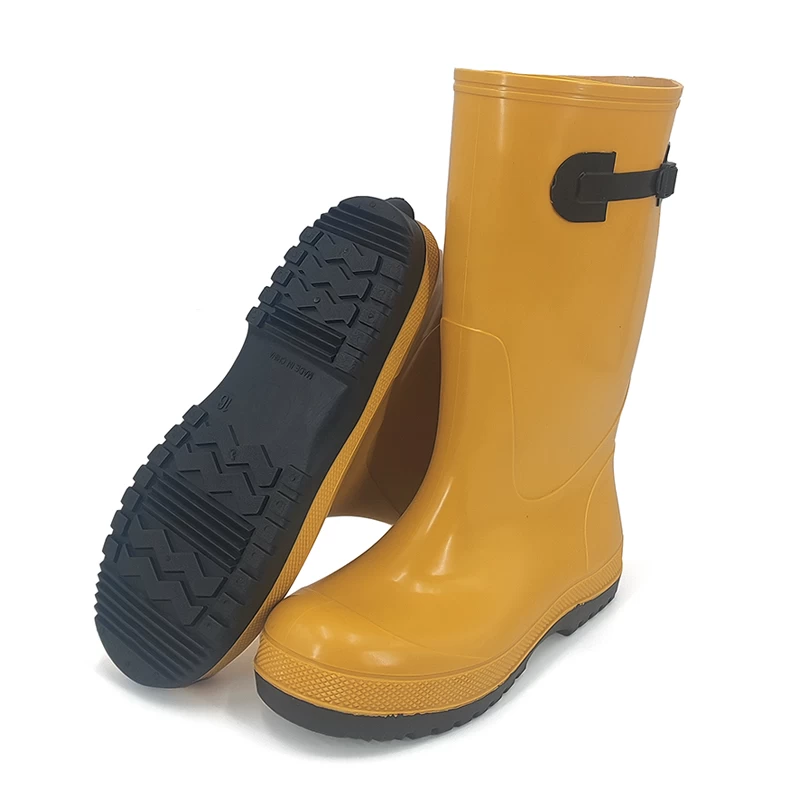R020 Knee high waterproof anti slip oil acid proof PVC yellow slush boots for USA