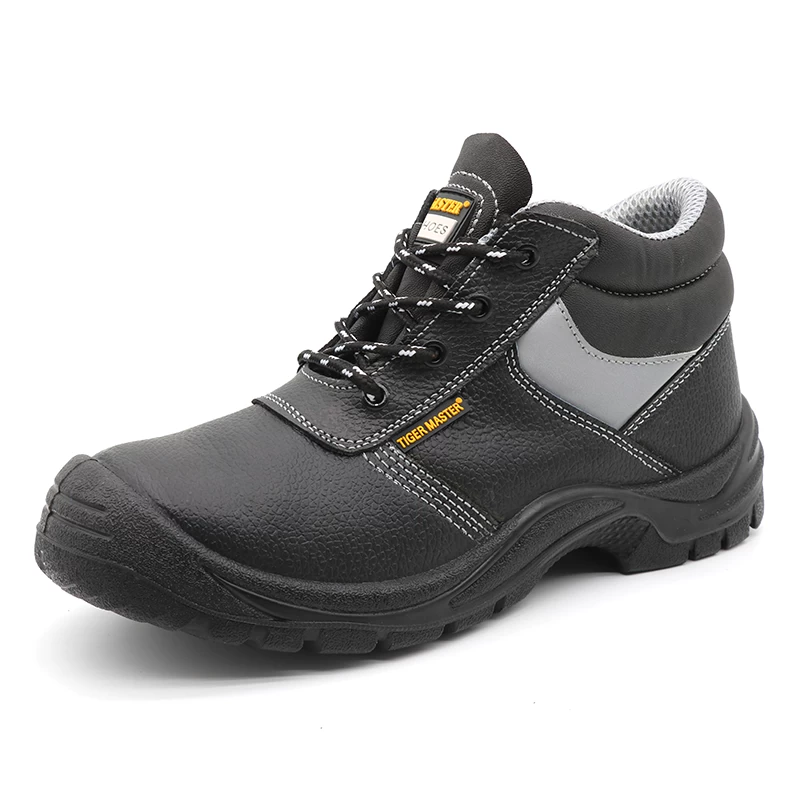 TM034 Oil acid proof non-slip leather labour industrial safety shoes mid cut steel toe