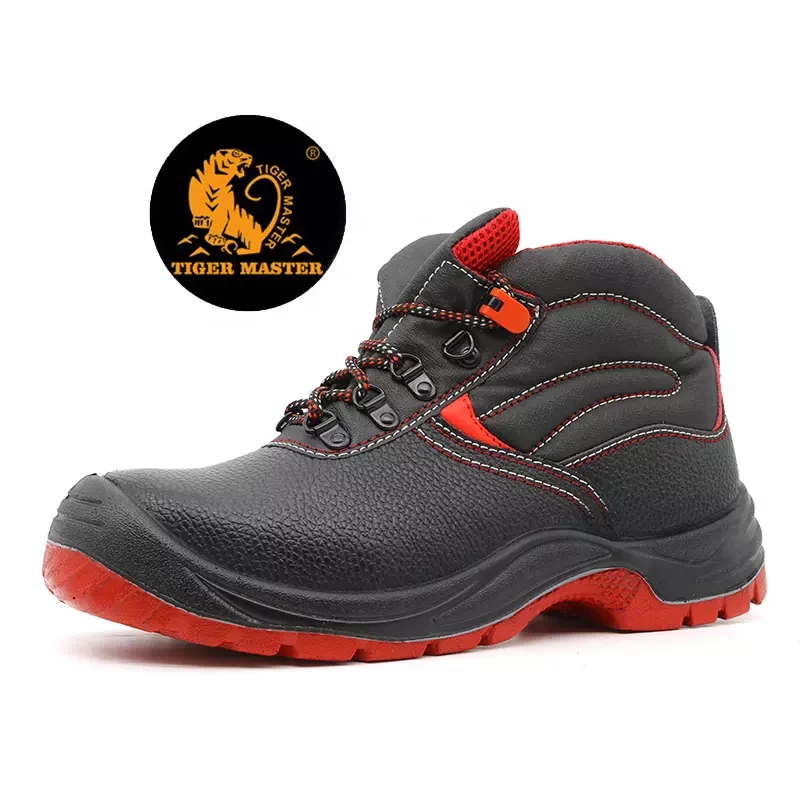 TM019 Zapatos de seguridad industrial con placa intermedia y punta de acero antideslizantes resistentes al ácido y al aceite, negro