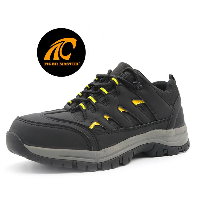 TM241L negro PU cuero antideslizante eva suela de goma punta de acero a prueba de pinchazos zapatos de seguridad para el trabajo para hombres