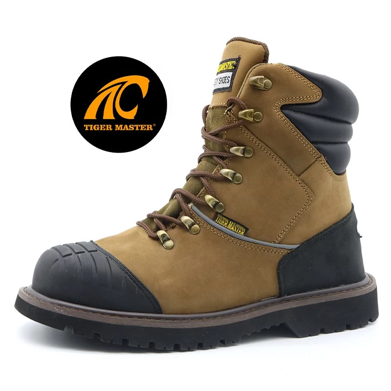TM135 磨砂革防油滑橡胶鞋底钢头防刺穿固特异工作靴安全鞋
