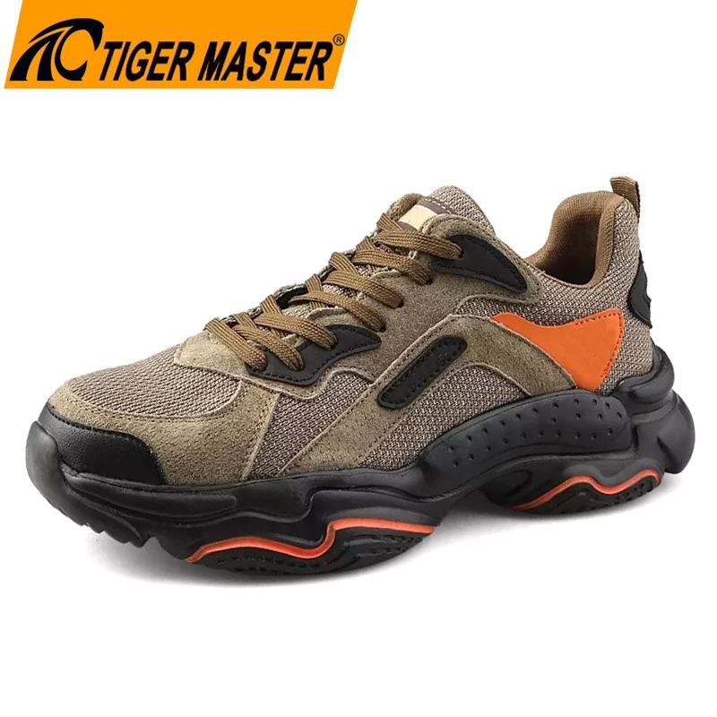 0268 antideslizante suave suela de eva puntera de acero previene pinchazos cómodo ligero zapatillas de deporte zapatos de seguridad para hombres