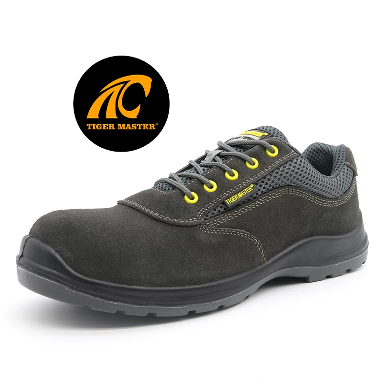 TM223-1 CE verificado antideslizante pu suela gris gamuza cuero compuesto puntera a prueba de pinchazos zapatos de seguridad para hombres
