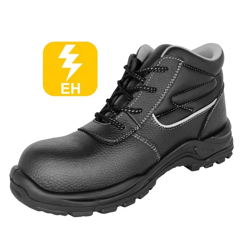 TM060 Zapatos de seguridad resistentes a los peligros eléctricos de 18 KV antiperforación con puntera compuesta de cuero negro para electricista