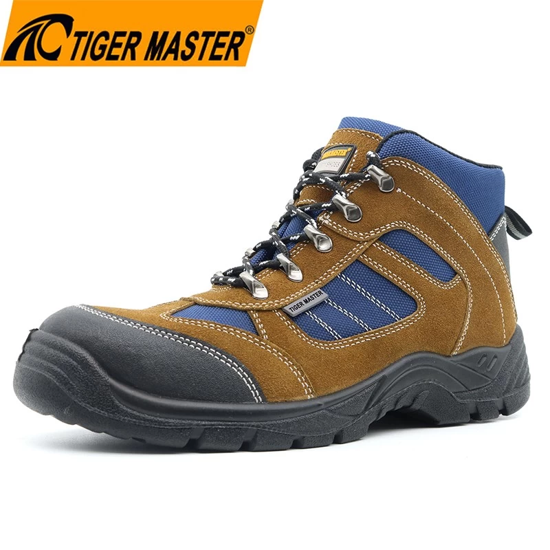 TM219-A Brown suede leather pu sole puncture proof steel toe safety shoes for men