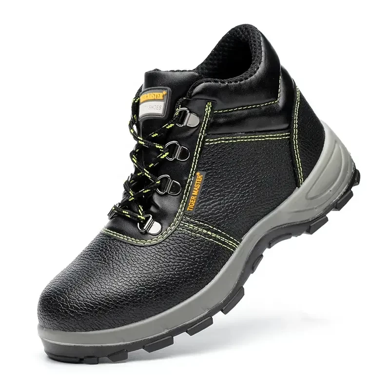 TM012 Черная кожаная нескользящая полиуретановая подошва со стальным носком, устойчивая к проколам, дельта плюс, защитная обувь для промышленности