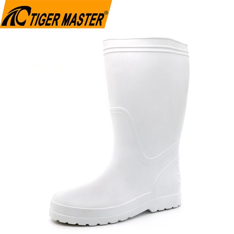 EB08 أحذية مطر بيضاء غير قابلة للانزلاق وخفيفة الوزن وغير آمنة ومقاومة للماء