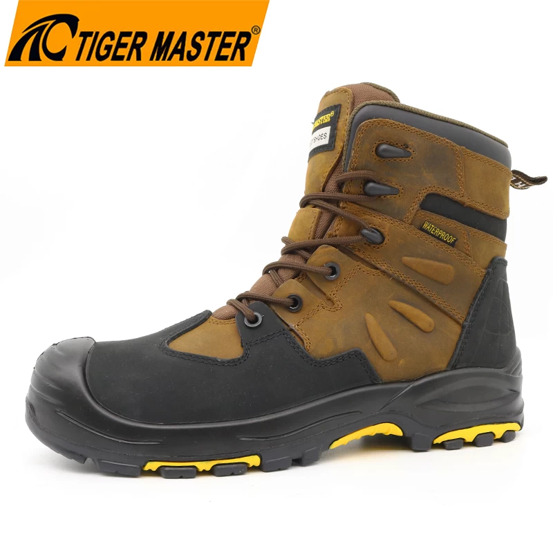 TM134 Heat resistant leather safety shoes boots with steel toe and mid-plate