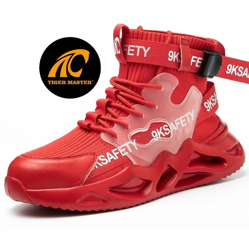 China TM271R Rote, weiche, pannensichere Damen-Sneaker-Sicherheitsschuhe mit Stahlkappe und Stahlkappe Hersteller