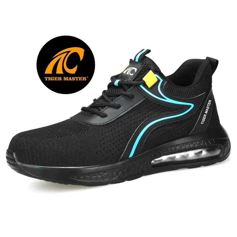 TM3077 antideslizante suela de PU zapatos de seguridad de moda ligeros zapatillas para hombres punta de acero