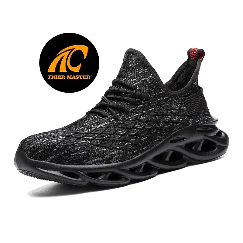 TM3087 Zapatos de seguridad deportivos cómodos con punta de acero negros para hombres de peso ligero
