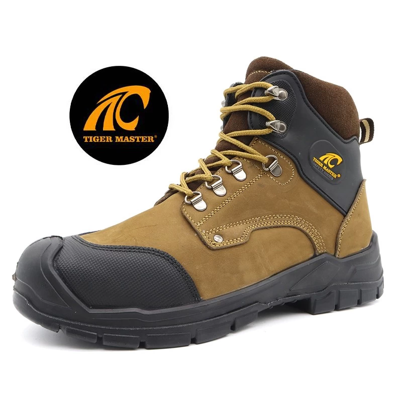 TM174 Nuevas botas de seguridad con punta de acero antideslizantes de cuero nobuck con suela de PU antideslizantes para hombres