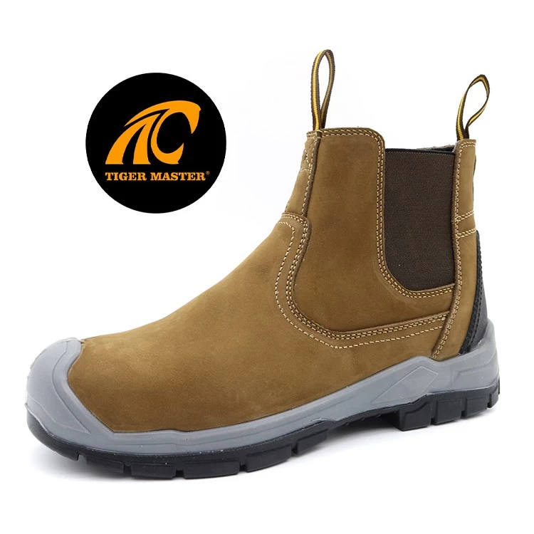 TM176 Nuevos zapatos de seguridad antideslizantes con suela de PU y punta de acero para hombres sin encaje