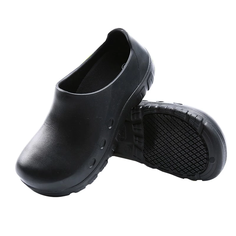 TM3114 Black anti-skid waterproof steel toe EVA kitchen chef shoes safety