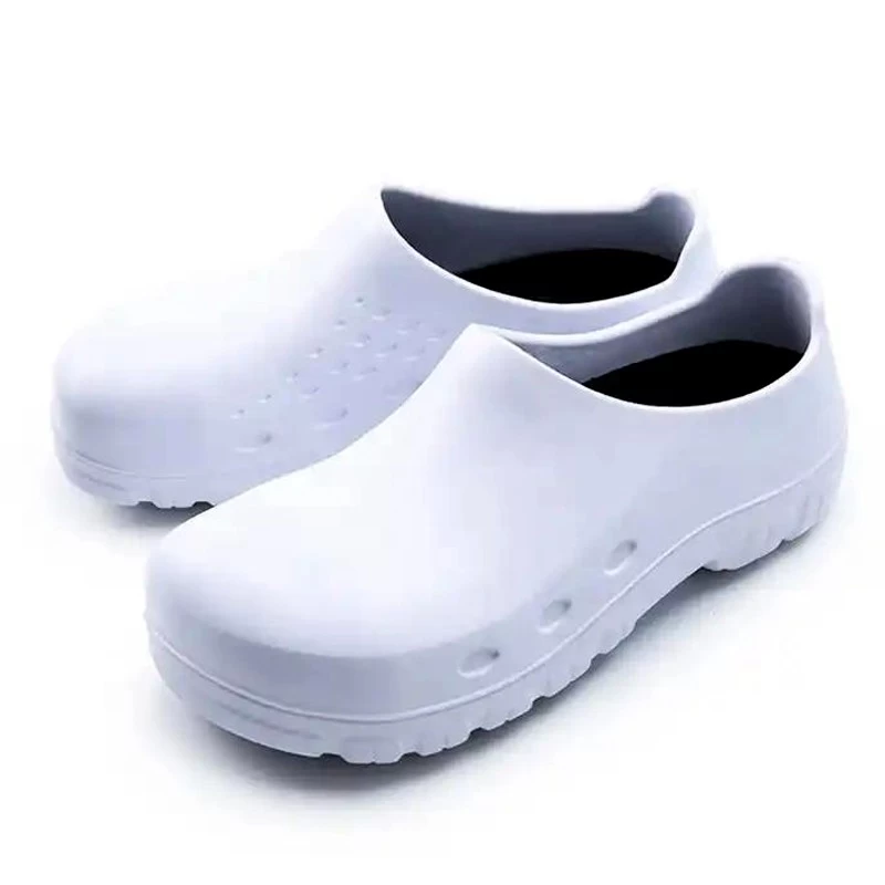 حذاء TM3114 أبيض مقاوم للانزلاق ومقاوم للزيت ومقاوم للماء لطهاة المطبخ من مادة EVA مع مقدمة فولاذية