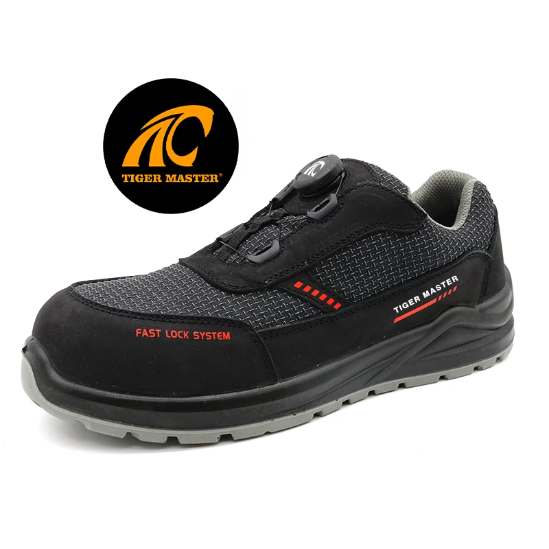 TM269 Zapatos de seguridad laboral para hombre con sistema de cierre rápido y puntera de material compuesto
