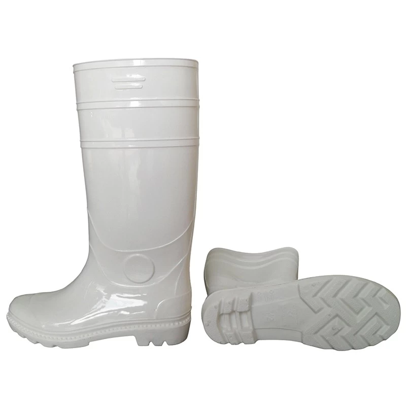 GB03-6 botas de chuva de pvc brilhantes à prova d'água antiderrapantes brancas e não seguras para homens