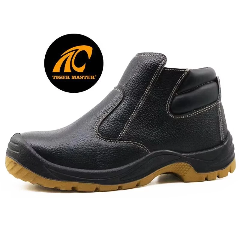 TM3236 Black anti-slip steel toe anti puncture no lace safety shoes with zipper