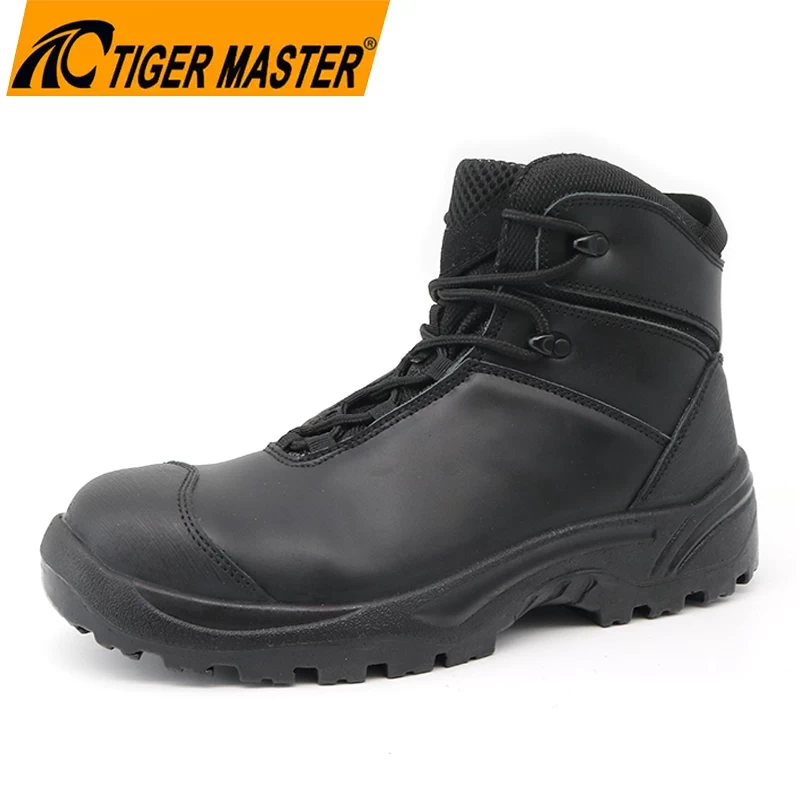 TM3339 Genuine Leather Fiberglass Toe Anti Puncture Safety Boots Black