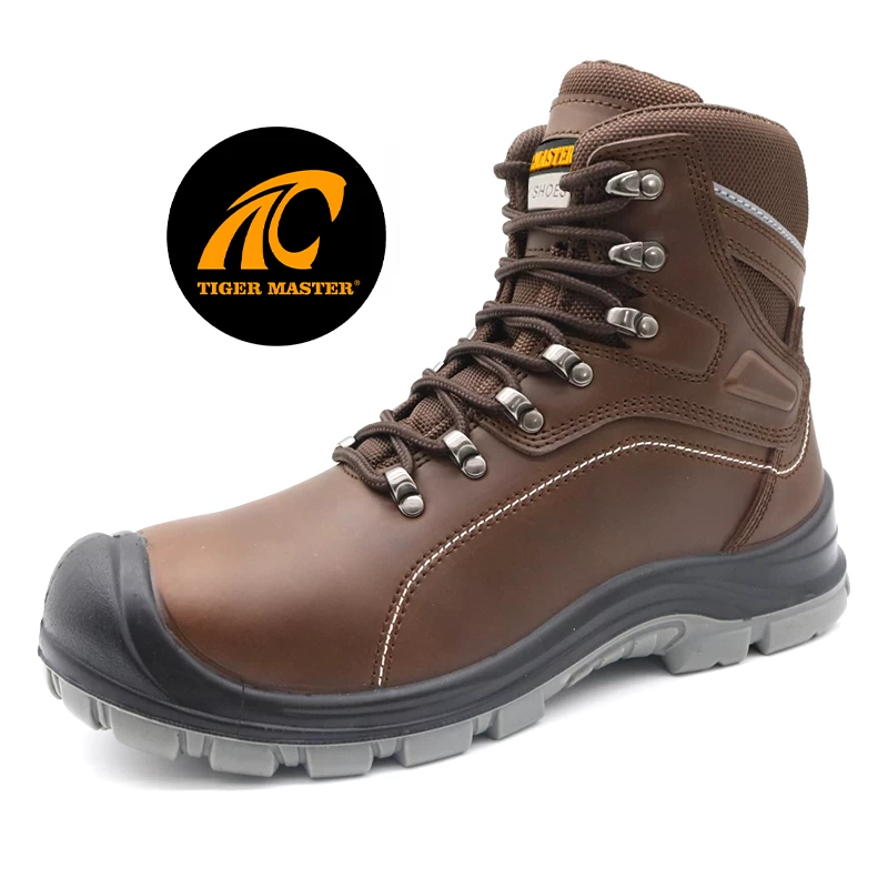 TM179 Brown Genuine Leather High Quality Safety Boots with Steel Toe for Industrial