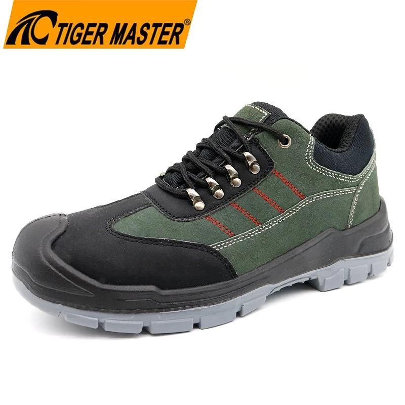 TM102 Anti-slip Steel Toe Puncture-proof Green Suede Leather Safety Shoes for Men