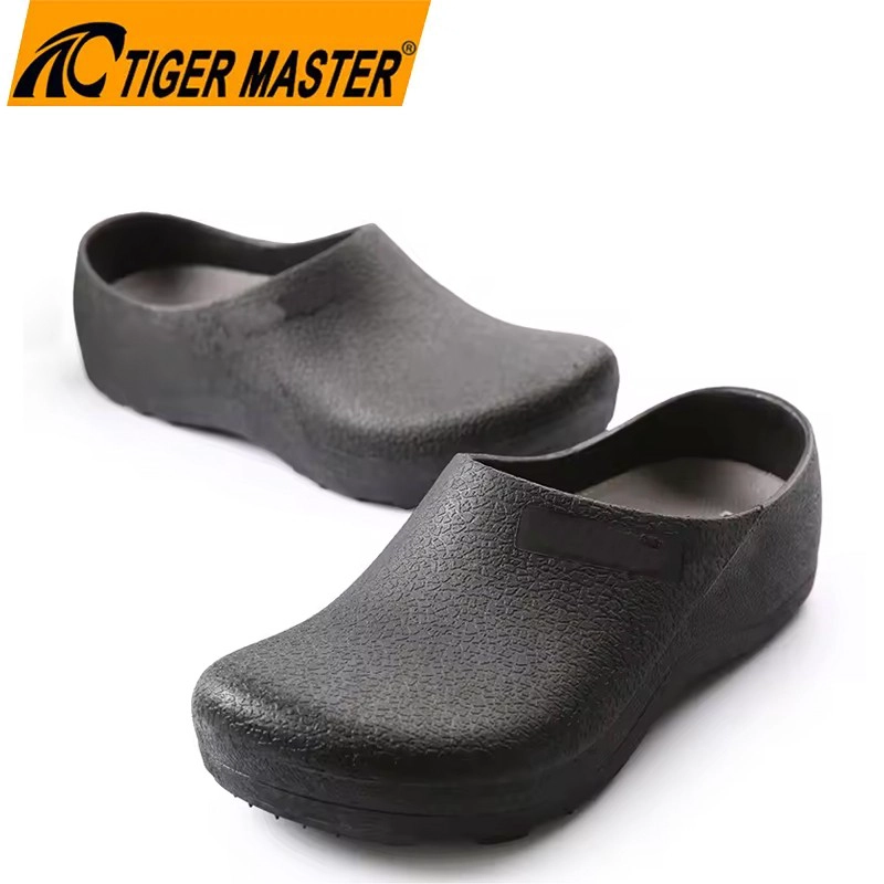 TM3388 Anti-slip Waterproof Black PVC Kitchen Chef Shoes for Restaurant