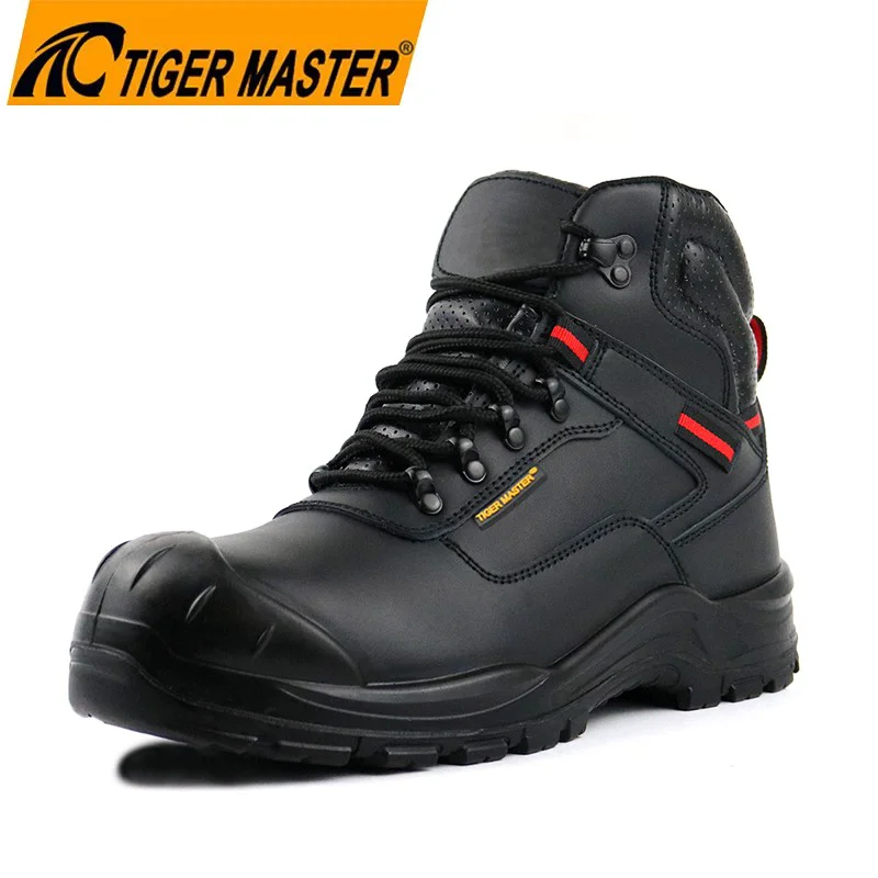 TM3400 Black Leather Steel Toe Prevent Puncture Safety Boots for Industrial