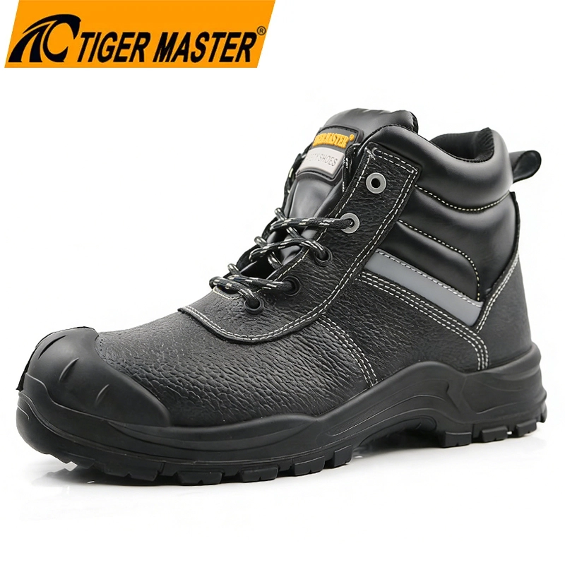 TM3417 Non-slip Black Leather Steel Toe Anti-puncture Men Construction Safety Boots