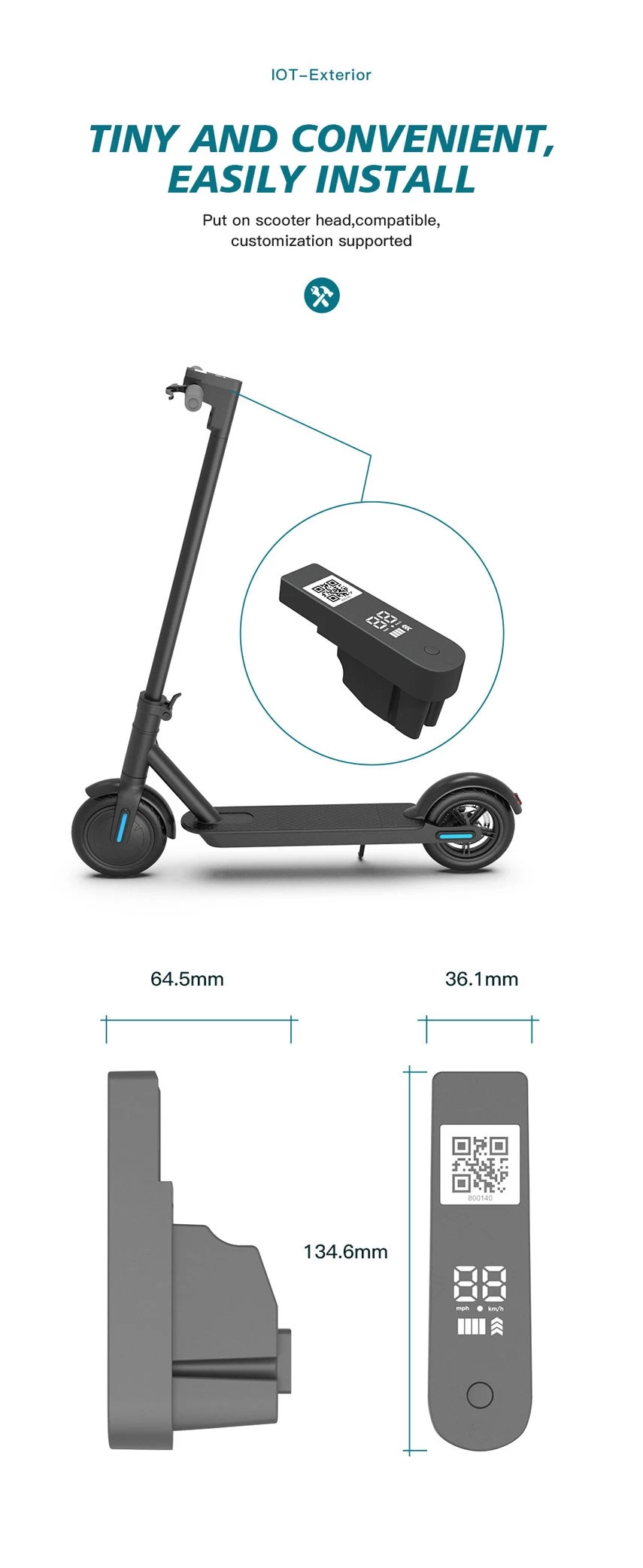 MAX IoT Device Integrated Electric Scooter Lock and GPS Tracking System for Sharing Escooter
