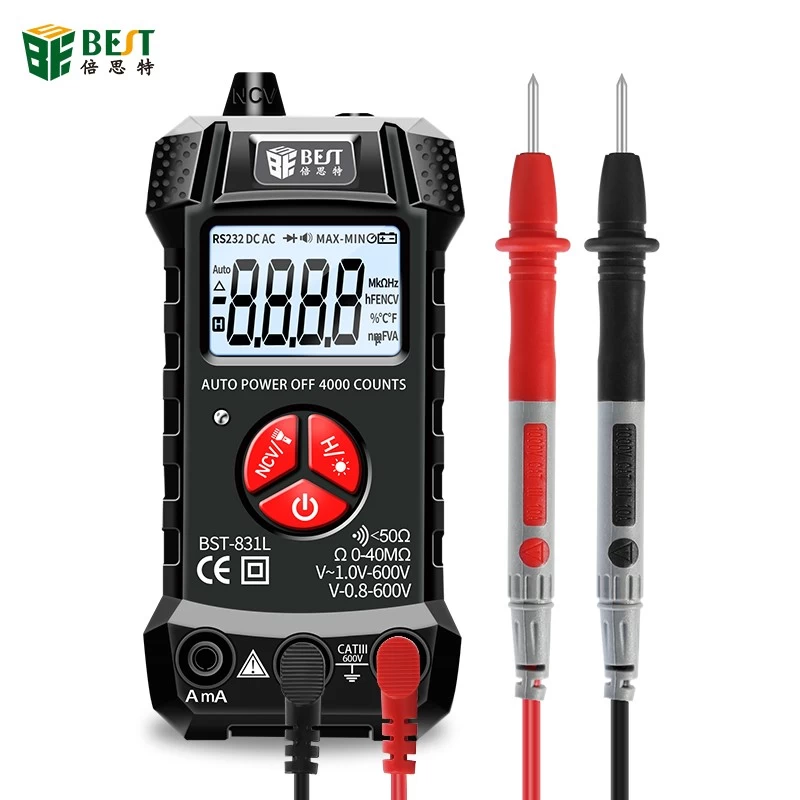 BST-831L full-automatic multimeter without gear shift recognition digital silly universal meter small portable high-precision intelligent multimeter household mini electrical instrument
