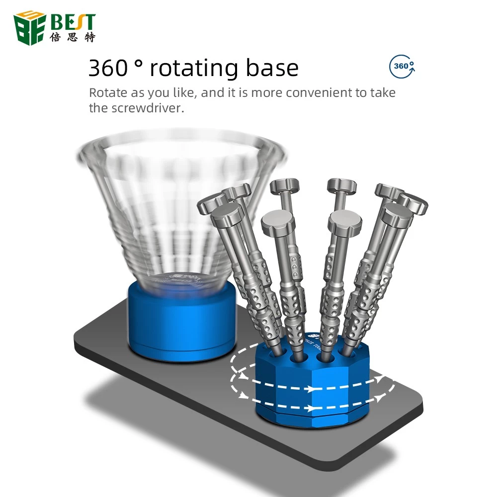 BST-10S Aluminum screwdriver rotating storage rack with automatic magnetization