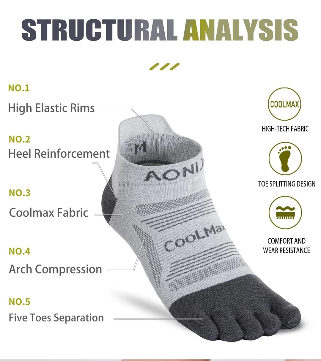 Breathable toe socks for DDP shipping