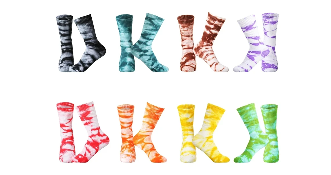 De levendige tie-dye-sokken van Jixingfeng stimuleren innovatie op de mondiale groothandelsmarkten