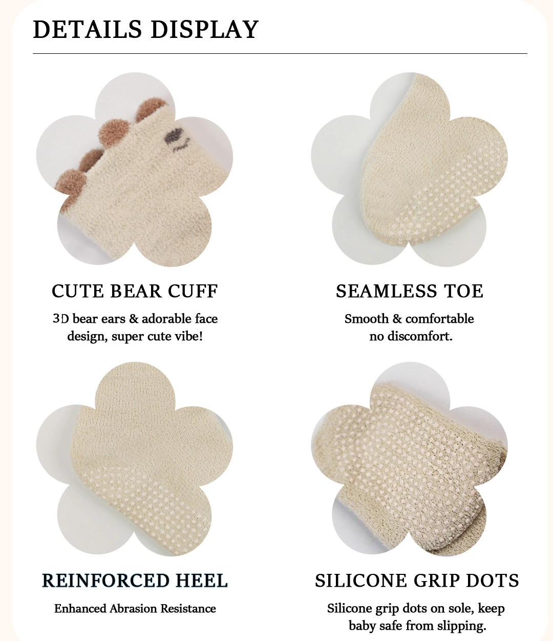  Custom logo children’s floor socks low MOQ